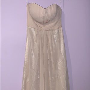 Beige Strapless Bridesmaid Dress